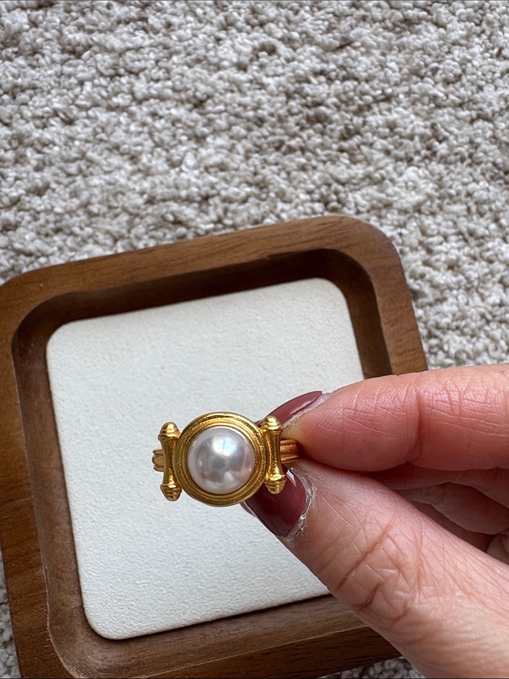 Gold-Tone Pearl Statement Ring - Classic Women's Jewelry